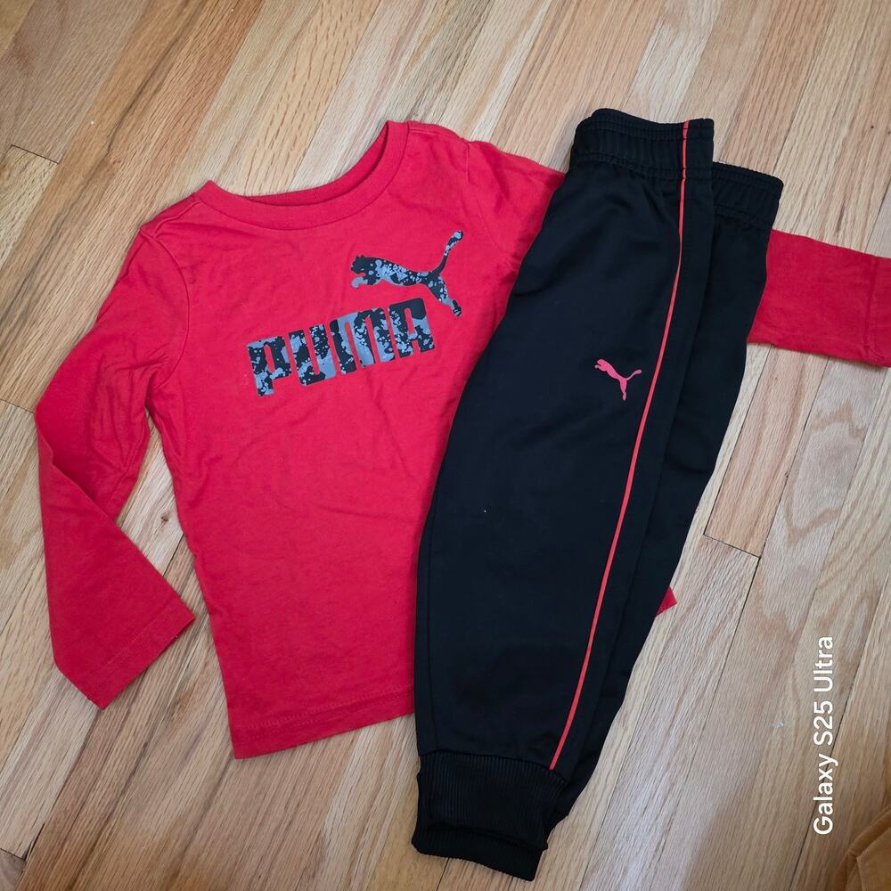 Puma‎ boys' long-sleeve t-shirt and tricot pants set sz 2T